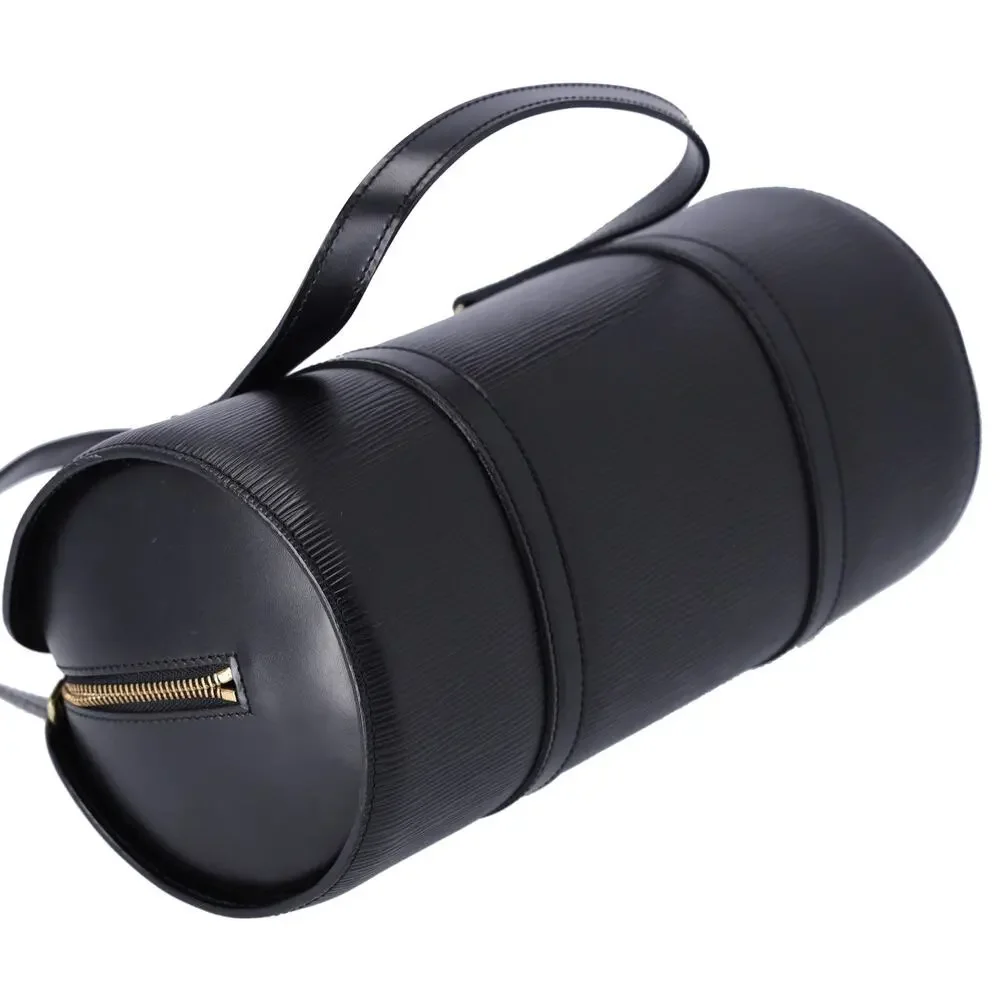 Louis Vuitton Soufflot Epi Handbag M52222 Black Leather LV logo Engraved
